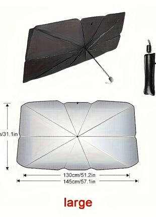 UPF50+ Car Windshield Sunshade Umbrella – Foldable Heat Blocking UV Protection Sun Shade for Front Window (Universal Fit)