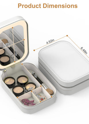 Portable Travel Makeup Bag with LED Mirror | Rechargeable Cosmetic Organizer with Dimmable Light | Likeshoppe