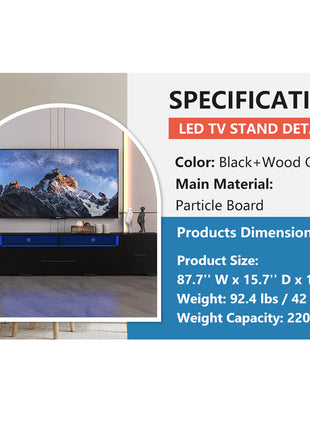 LED TV Console with Storage & RGB Lights – Modern Entertainment Center for TVs Up to 80"