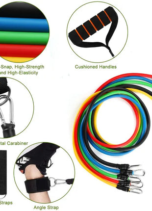 11PCS Resistance Bands Set – Adjustable Workout Tube Bands with Handles & Door Anchor