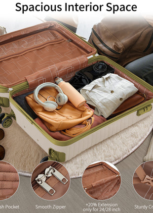 4 Piece ABS Expandable Luggage Set with TSA Lock & Packing Cubes