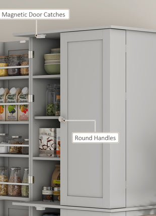 Tall Kitchen Pantry Cabinet with Adjustable Shelves – 8-Tier Food Storage Organizer with Door Spice Racks