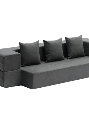 Convertible Folding Sofa Bed Chair with Lumbar Pillow – Floor Sleeper Lounge Chair with Washable Cover for Small Spaces