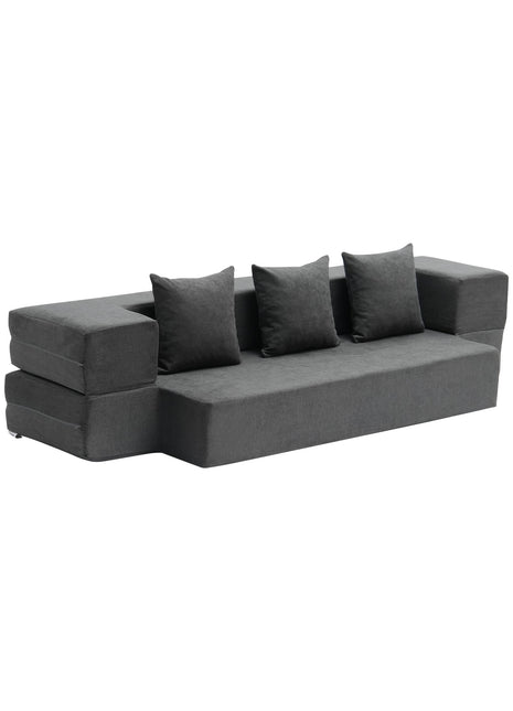 Convertible Folding Sofa Bed Chair with Lumbar Pillow – Floor Sleeper Lounge Chair with Washable Cover for Small Spaces