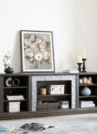 70" TV Stand with Faux Stone Surround – Modern Media Entertainment Center