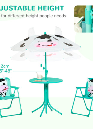 Kids Outdoor Table and Chair Set with Umbrella – 4-Piece Patio Furniture Set for Backyard Play Ages 3–6