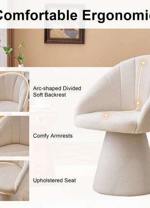 Chenille Swivel Accent Chair – Modern Upholstered Vanity Dining Chair with Curved Backrest
