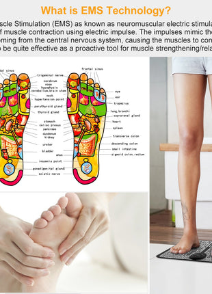 EMS Foot Massage Pad – Electric Foot Stimulator with 6 Modes & Adjustable Intensity Rechargeable