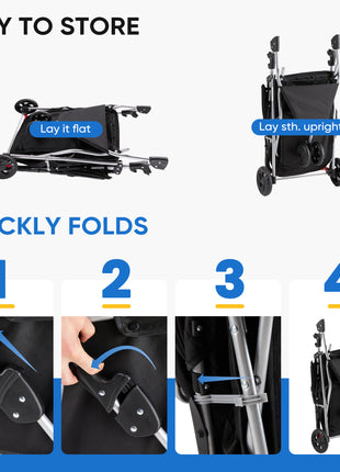 Foldable Pet Stroller for Cats & Dogs – Travel Cart with Storage Basket & Lockable Wheels
