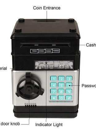 Kids Electronic Piggy Bank ATM – Password Money Saving Box with Auto Cash Scroll