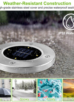 Likeshoppe Solar LED Ground Lights 4-Pack – Waterproof Outdoor Pathway Lighting for Garden, Yard & Walkway