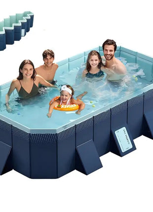 1.8M PVC Folding Pool Non-Inflatable – Outdoor Backyard Swimming Pool for Kids & Family