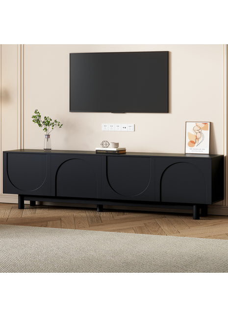 70.8" Arched Door TV Stand – Minimalist Entertainment Center for TVs up to 78" (Black)
