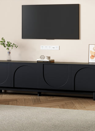 70.8" Arched Door TV Stand – Minimalist Entertainment Center for TVs up to 78" (Black)