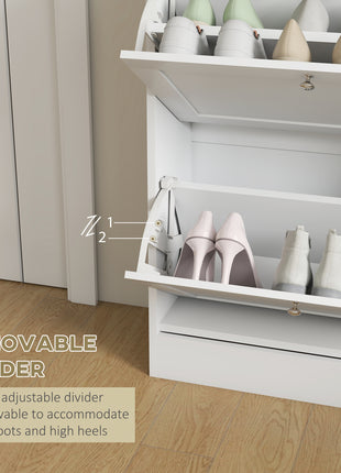 Likeshoppe Slim Shoe Storage Cabinet with Flip Drawers – Modern Entryway Shoe Organizer
