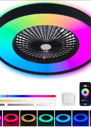 23" Smart Ceiling Fan with RGB LED Light – Dimmable App & Remote Control Ceiling Fan