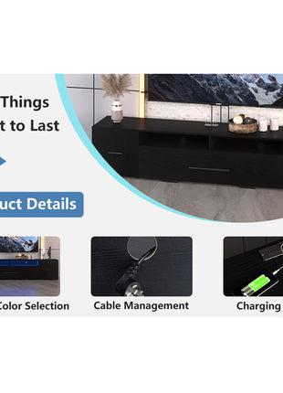 LED TV Console with Storage & RGB Lights – Modern Entertainment Center for TVs Up to 80"