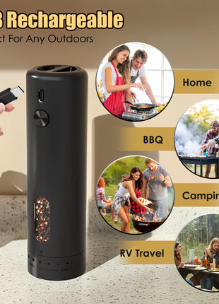 USB Rechargeable Electric Pepper Grinder with LED Light – Automatic Salt & Spice Mill with 6 Adjustable Coarseness Settings