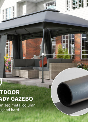 10' x 20' Outdoor Patio Gazebo with Netting – Large Garden Canopy Shelter with Vented Roof