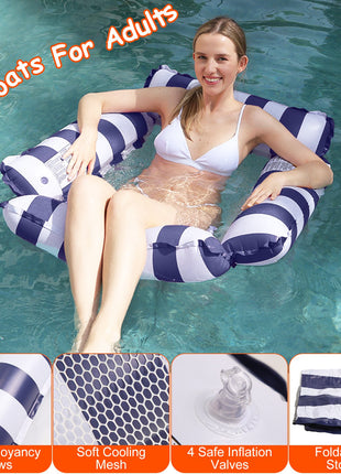 3PCS Inflatable Pool Float Set – Water Hammocks & Drink Snack Float with Air Pump