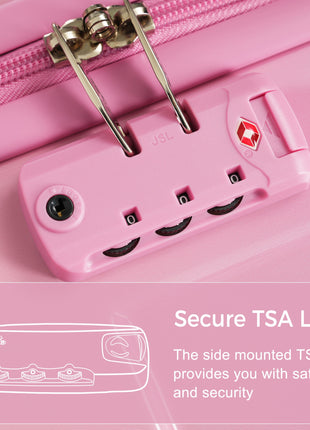 Pink 3 Piece ABS Hardshell Luggage Set with TSA Lock & Spinner Wheels