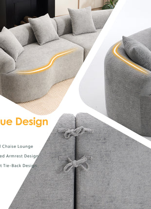 110" Curved Boneless Modular Sectional Sofa – Chenille Compression Couch (Grey)