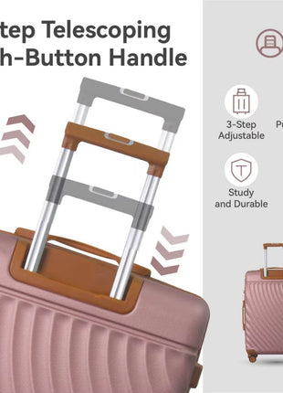 Rose Gold 3 Piece ABS Luggage Set with TSA Lock & Spinner Wheels