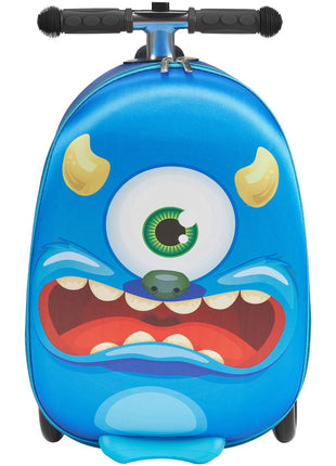20" Kids Ride-On Scooter Luggage with Flash Wheels – Blue