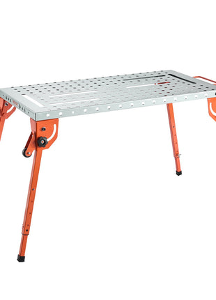 Likeshoppe Heavy Duty Foldable Welding Table – Adjustable Steel Workbench with Fixture Holes & Tool Slots (500 lb Capacity)