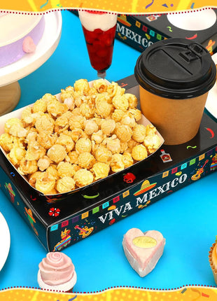36PCS Fiesta Snack Tray Set – Mexican Party Popcorn Candy Boxes for Movie Night & Cinco De Mayo