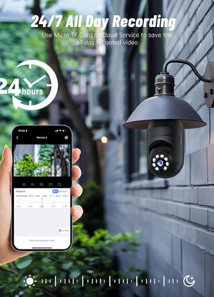 1080P Light Bulb Security Camera – Dual-Band WiFi 360° E27 Smart Home Surveillance Camera