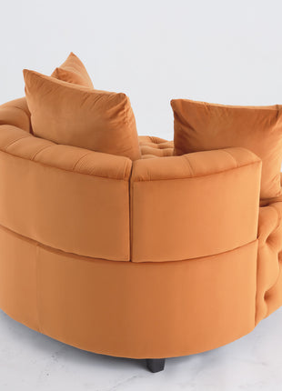 Orange Velvet Accent Lounge Chair – Modern Barrel Armchair for Living Room, Bedroom & Reading Space