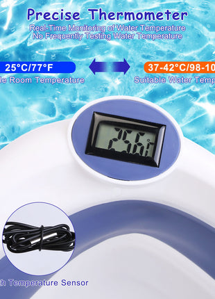 Foldable Baby Bathtub with Thermometer – Collapsible Infant Bath Tub for Newborns & Toddlers