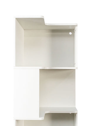 Likeshoppe 5 Tier Corner Bookshelf with LED Lights – Modern L-Shaped Space Saving Display Shelf for Small Spaces, Living Room & Home Office