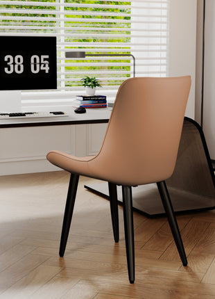 Likeshoppe Set Of 4 Modern PU Leather Dining Chairs With Thick Cushions & Metal Legs, Armless Faux Leather Side Chairs For Kitchen, Dining Room