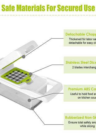 12-in-1 Vegetable Chopper Slicer Dicer Set – Kitchen Food Cutter with Container & Safety Guard