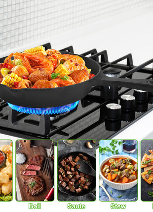 3-Piece Pre-Seasoned Cast Iron Skillet Set – Non-Stick Frying Pans for Indoor & Outdoor Cooking