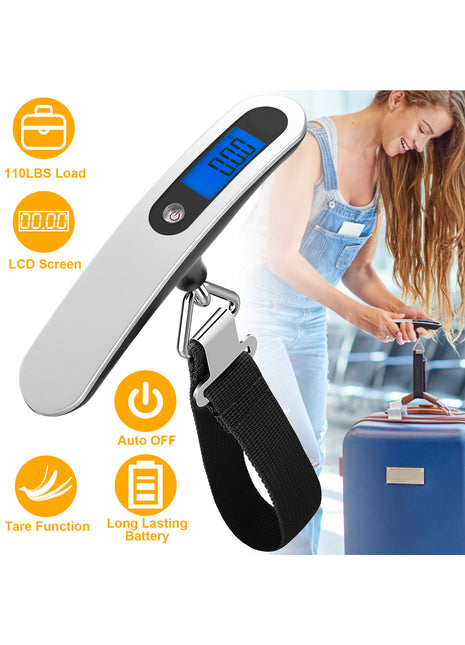 Portable Digital Luggage Scale – 110lb/50kg LCD Hanging Travel Weight Scale