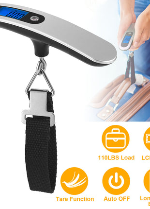 Portable Digital Luggage Scale – 110lb/50kg LCD Hanging Travel Weight Scale