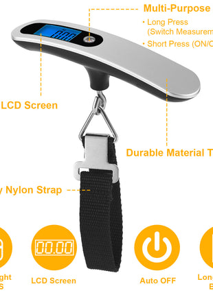 Portable Digital Luggage Scale – 110lb/50kg LCD Hanging Travel Weight Scale