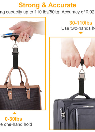 Portable Digital Luggage Scale – 110lb/50kg LCD Hanging Travel Weight Scale