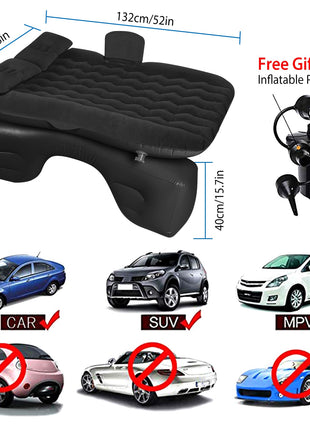 Portable Car Air Mattress Bed with Pump &amp; Pillows (Back Seat Travel &amp; Camping Essential)