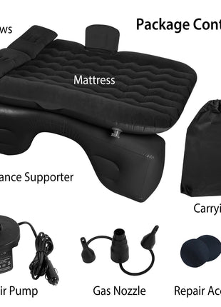 Portable Car Air Mattress Bed with Pump &amp; Pillows (Back Seat Travel &amp; Camping Essential)