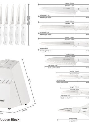 15-Piece Kitchen Knife Set with Wooden Block