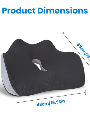 Memory Foam Seat Cushion for Sciatica & Tailbone Relief – Ergonomic Chair Cushion with Washable Cover
