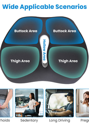 Memory Foam Seat Cushion for Sciatica & Tailbone Relief – Ergonomic Chair Cushion with Washable Cover