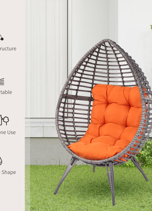 Likeshoppe Wicker Egg Chair with Cushion – Indoor Outdoor PE Rattan Lounge Chair for Patio, Living Room & Garden