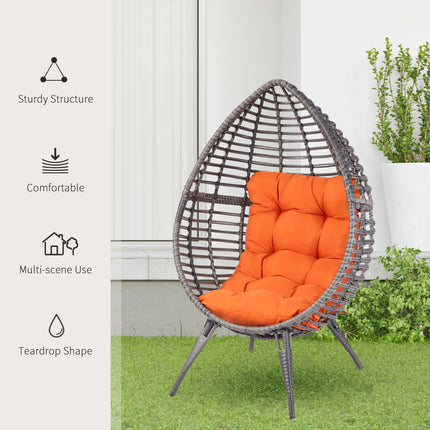 Likeshoppe Wicker Egg Chair with Cushion – Indoor Outdoor PE Rattan Lounge Chair for Patio, Living Room & Garden