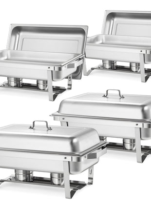 9 Qt Stainless Steel Chafing Dish Set 4 Pack Buffet Food Warmer with Fuel Holders