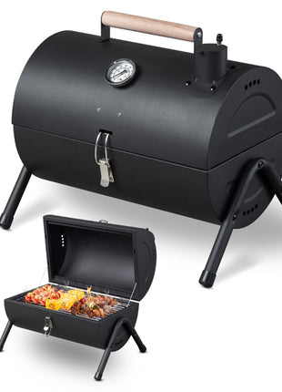 Portable Charcoal Grill with Thermometer – Compact Tabletop BBQ Grill for Camping & Outdoor Cooking